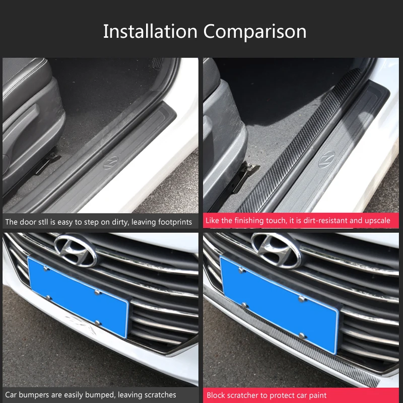 Carbon Fiber Rubber Soft Strip Door Sill Protector For kia rio toyota tacoma beetle ix25 dodge challenger opel insignia mk7|Наклейки на