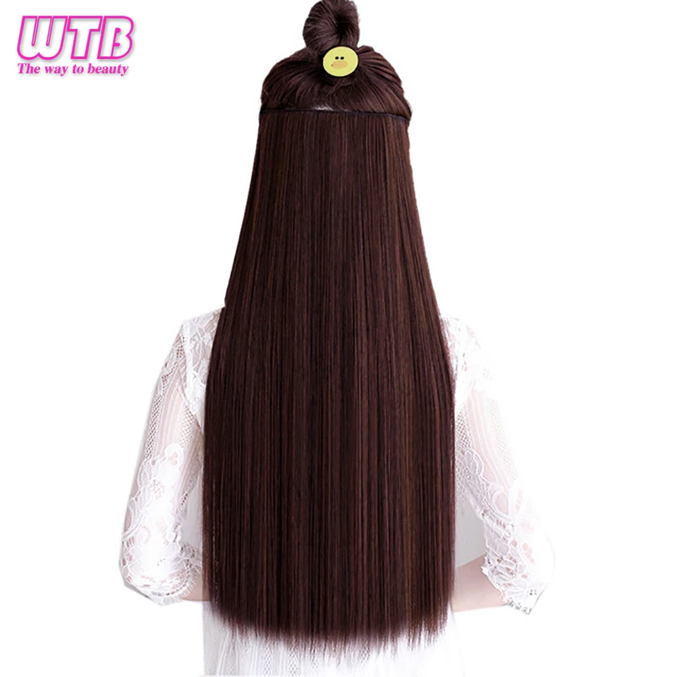 WTB 2" Синтетические длинные прямые 5 клипс в поддельном Наращивание волос Высокая температура волокна поддельные волосы прическа