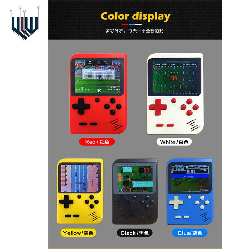 

YLW Retro Portable Mini Handheld Game Console 8-Bit 2.8 Inch Color LCD Kids Color Game Player Built-in 400 games