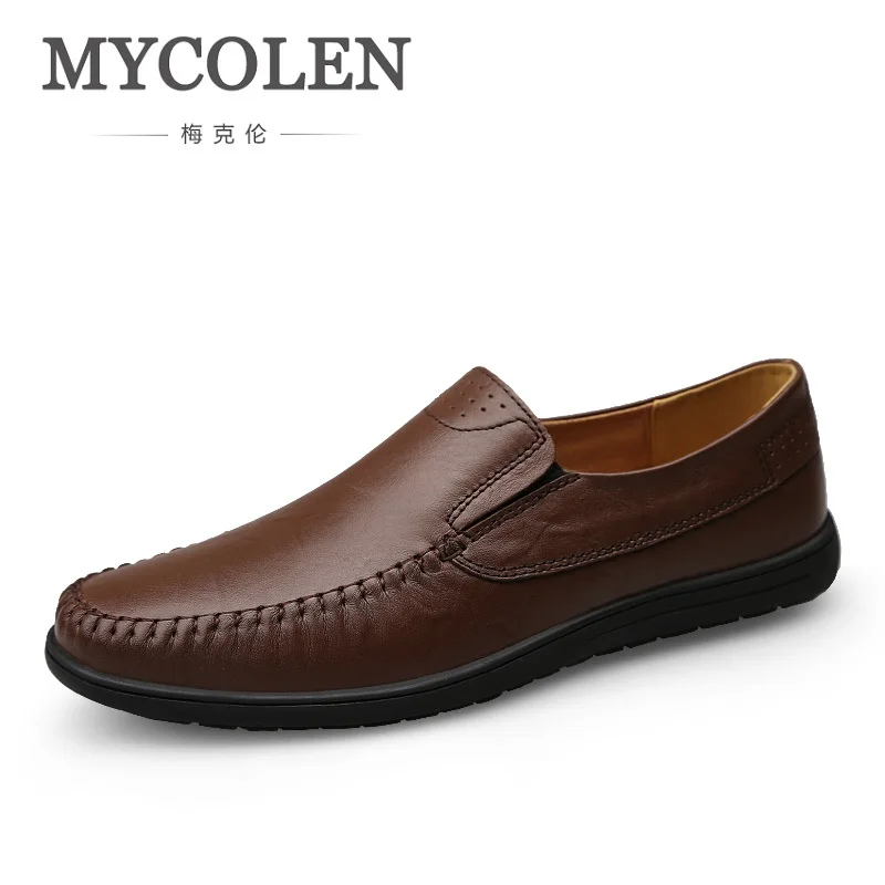 

MYCOLEN 2018 Soft Leather Men Loafers New Casual Shoes Men Moccasins For Comforable Leather Flats Shoes Heren Schoenen