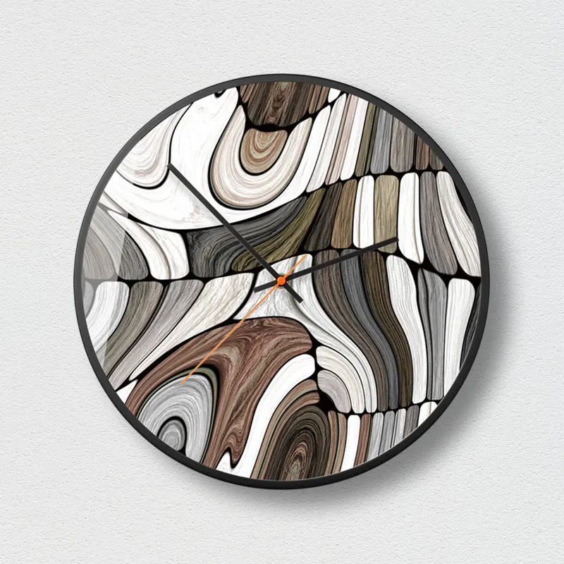 Creative home fashion personality decoration wall clock minimalism light luxury fashion silence metal round impressionism O132 - Цвет: A
