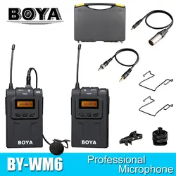 BOYA микрофон BY-WM6 Professional Беспроводная система 48 каналов UHF микрофон с передатчиком для Canon Nikon DSLR видеокамеры