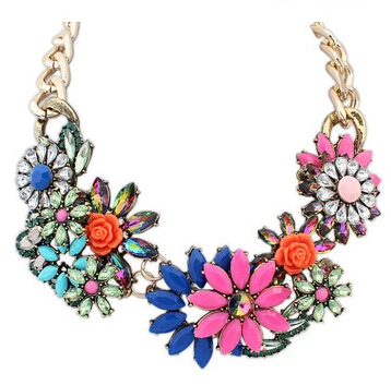 

2018 statement necklace women brand Resin rhinestone necklace & pendant long necklace jewelry wholesale