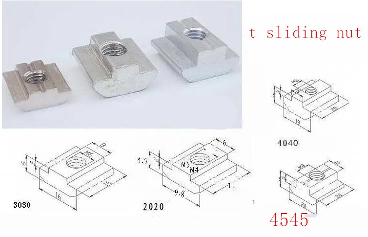 20 шт./лот т раздвижной Гайка Блок квадратные гайки M4 M5 M6 m8 для 4040 алюминиевый профиль Слот 8 Алюминиевый Разъем аксессуары