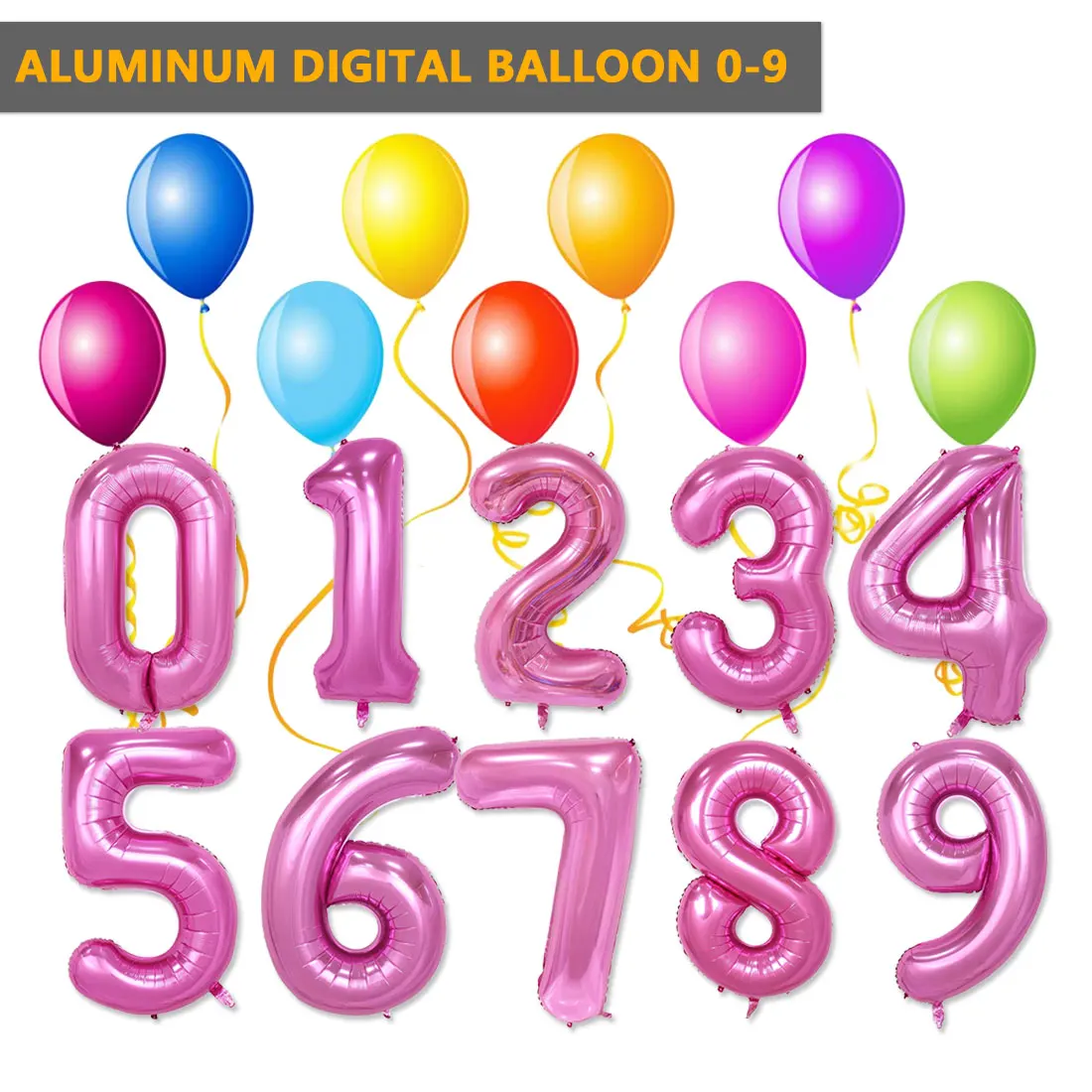 40 Inches Pink Rose number balloons for 1st birthday party decor foil