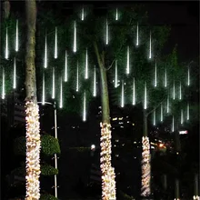 À prova dwaterproof água 3 cores ue plug guirlanda 8 tubos led chuva chuva chuva chuva luz da corda 50cm 30cm icicle snowfall decoração de natal