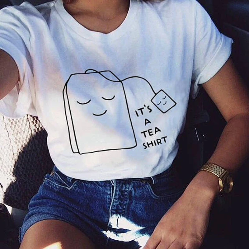 

It's A Tea Shirt Funny T-shirts Black White Fashion Funny Slogan Women T Shirt Female Tumblr Harajuku Cartoon Printed Tee Shirts