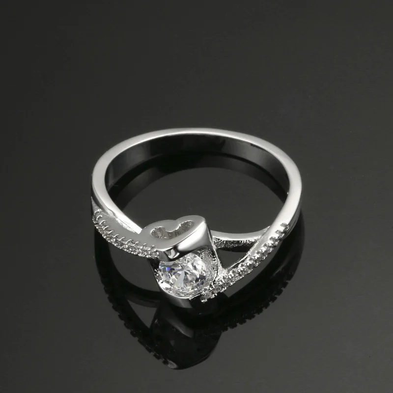 Женское Обручальное кольцо с бантом серебристого цвета фианитом|jewelry sunflower|jewelry