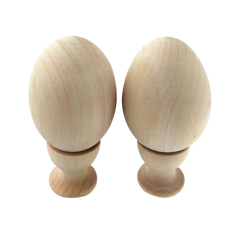 

Hot Selling 1 Pcs Wooden Egg Simulation Eggs DIY Hand Painted Doodle Easter Egg Kid Pretend Play Toys Play House