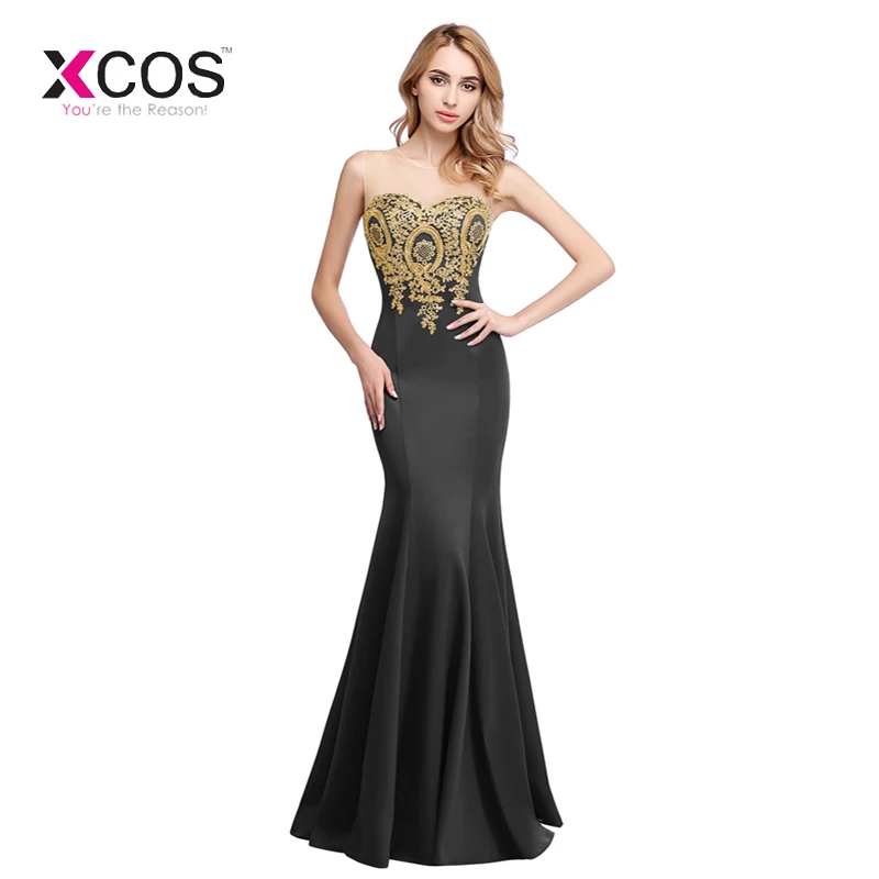 Robe de Soiree Longue Sexy Wine Red Mermaid Lace Evening Dress Long Cheap Gold Appliques Evening Gowns Vestido de Festa