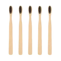 Y & W & F 5 шт. Экологичная бамбуковая деревянная ручка зубная щетка из древесного угля мягкая щетина черный/радужный цвет взрослые переносной