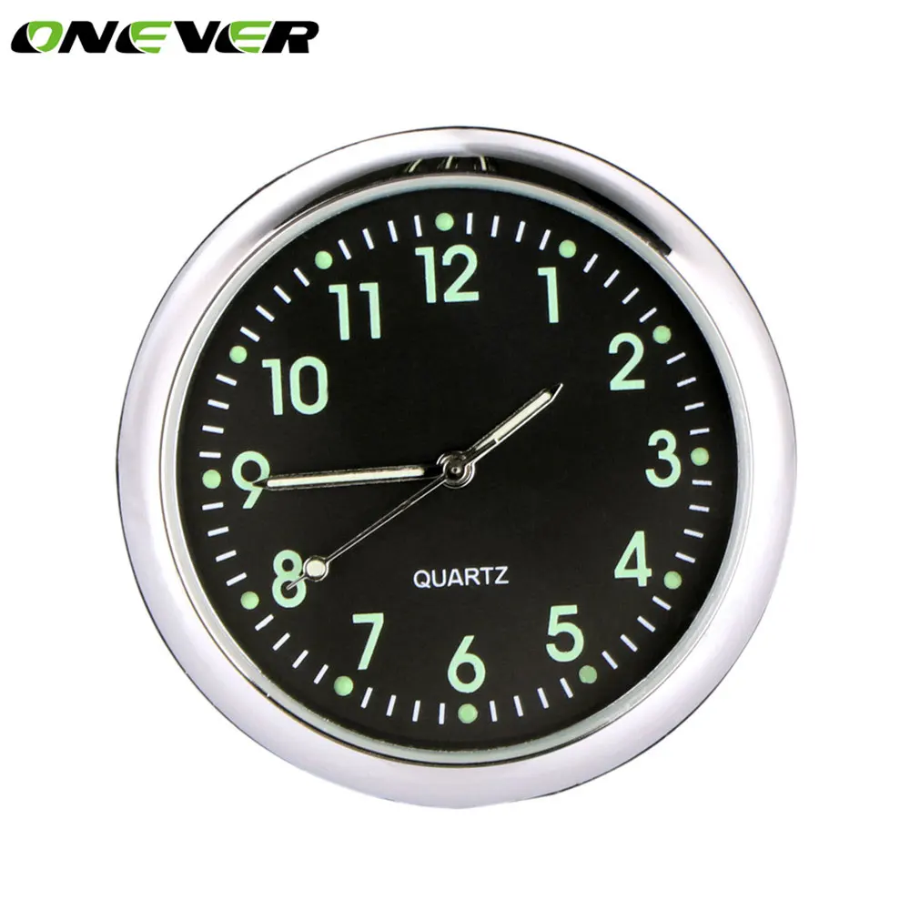 Onever Car Styling Luminous Clock Auto Round Stick on Dashboard Quartz