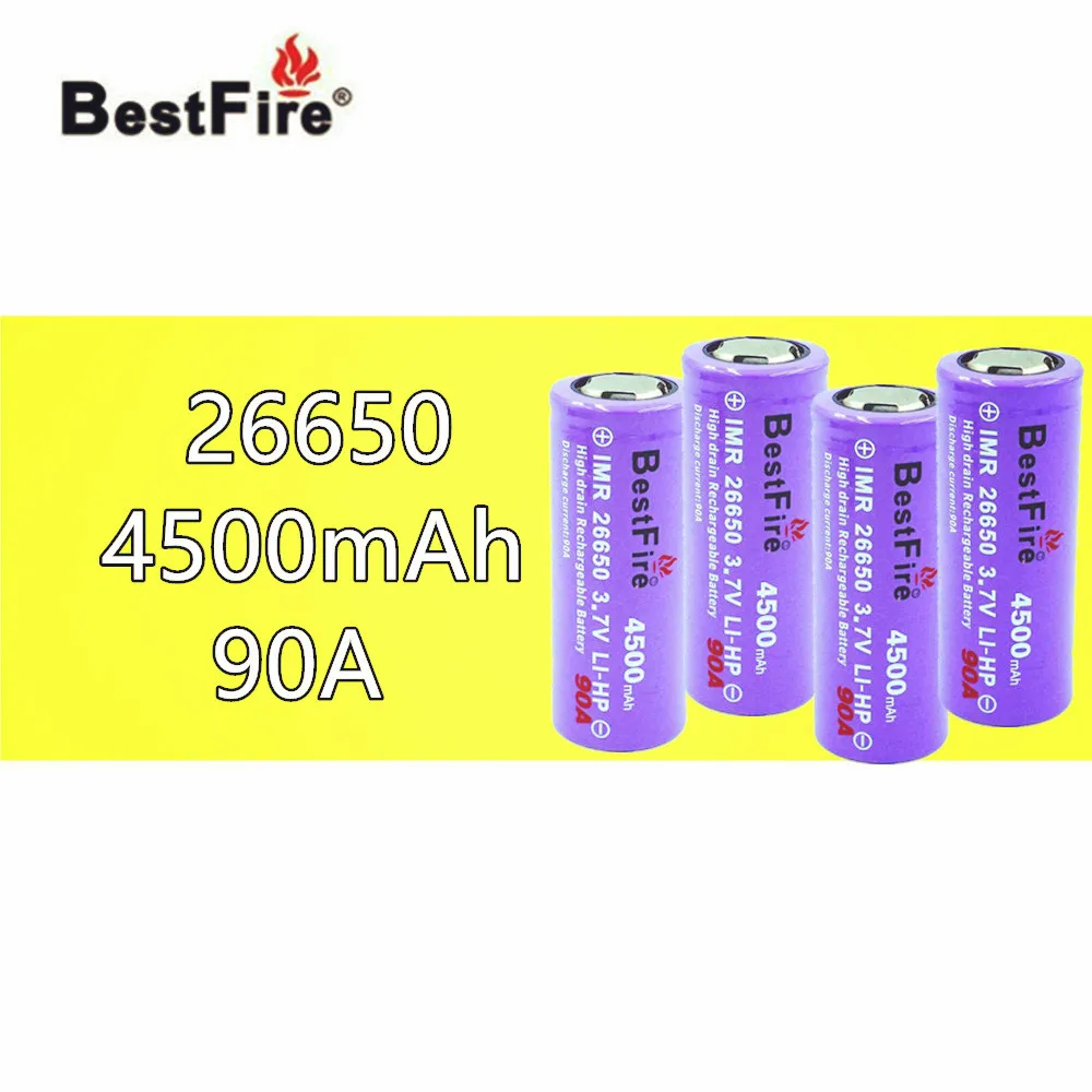 4 шт. Bestfire 26650 IMR 4500 мАч 90ALi-ion перезаряжаемая батарея 3 7 в литиевая для электронной