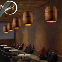 Американский кантри природа деревянный винный бочонок подвесной светильник E27 современные подвесные светильники для столовой гостиной ресторана кафе