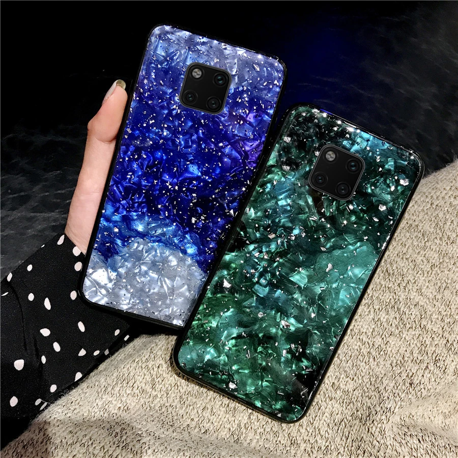 For Huawei Honor 10 V10 8X case glitter powder Gold Foil Marble Back for Mate 20 Pro P30 Soft Silicon phone shell | Мобильные