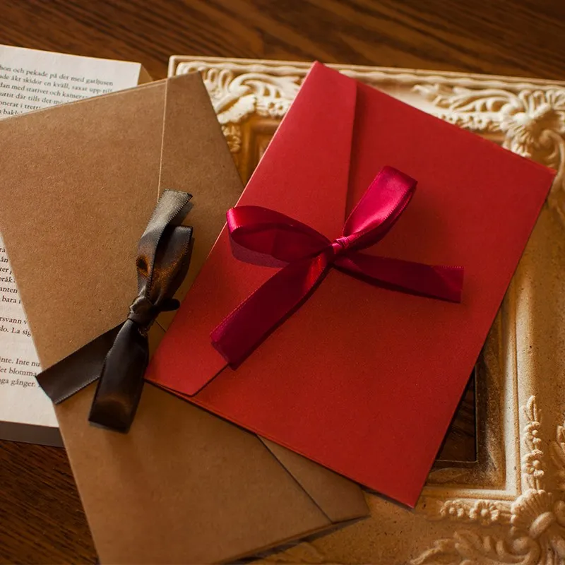  20pcs/set Ribbon Pearl Paper Blank Envelope Wedding Invitation Envelope/Gift Envelope 12 Color Drop - 33052161466