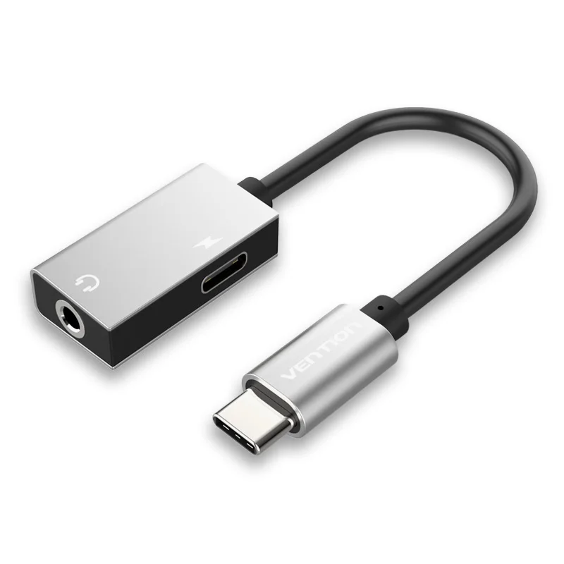 Адаптер для наушников Vention type C до 3,5 мм, зарядное устройство, USB C, Aux, аудио кабель, разъем 3,5, конвертер для наушников для Xiaomi Mi6, huawei Mate10 - Цвет: Silver