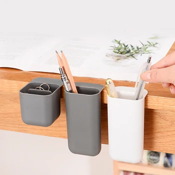 

Solid Color Pencil Holder Pen Case Adhesive Desktop Organizer Office Decor Container Pen Pencil Stationery Storage Holder