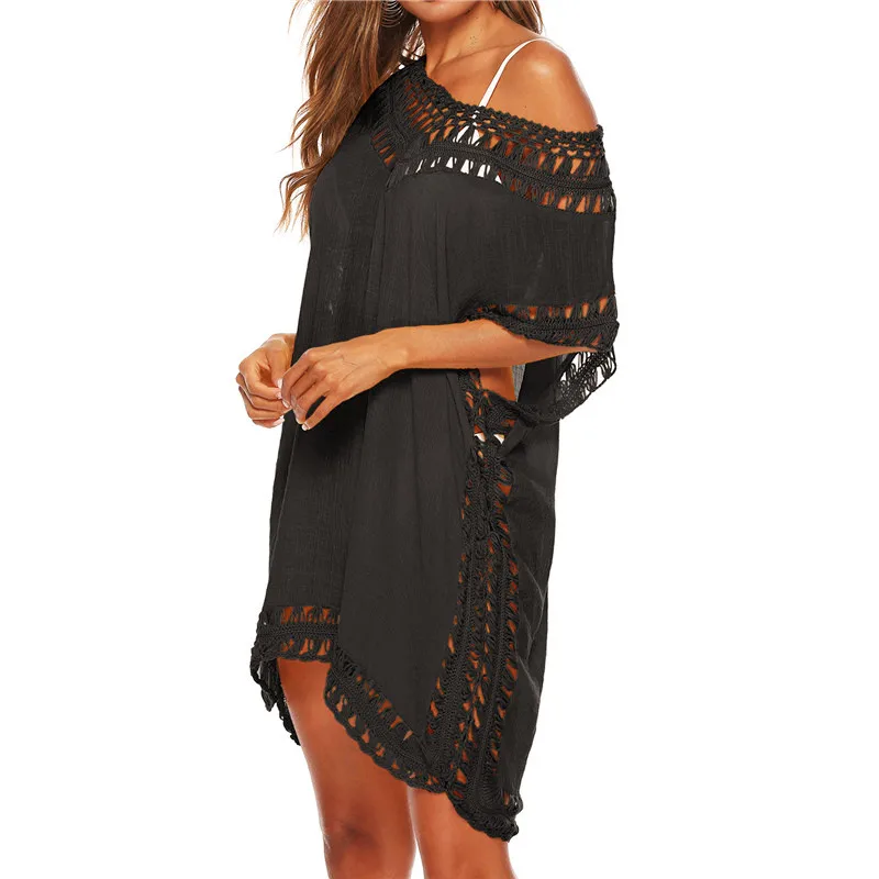 Tunic Beach Dress Cover up For Women Beachwear Black Chiffon ups Summer White Dresses Bikini Swim Suit Pareo Swimwear Cover-up