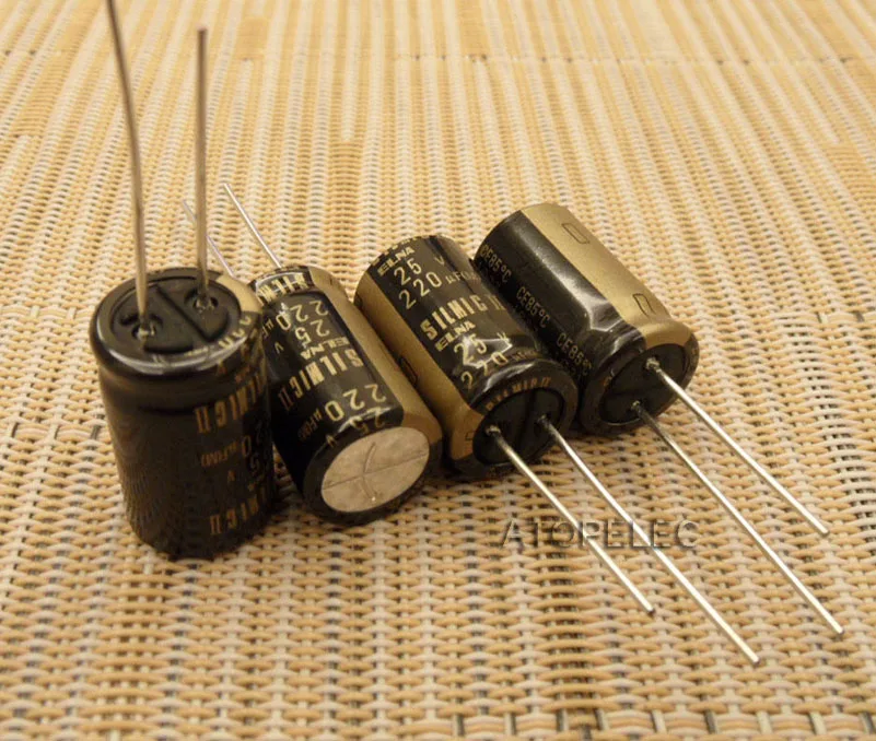 220uF 25V 10 шт в упаковке, новая ELNA SILMIC II электролитические конденсаторы Hi-Fi аудио 4,7 мкФ/10 мкФ/22 мкФ/33 мкФ/47 мкФ/100 мкФ/220 мкФ 16 V/алюминиевая крышка, 25В/с алюминиевой крышкой, 50В/63 V - Объем: 220uF 25V