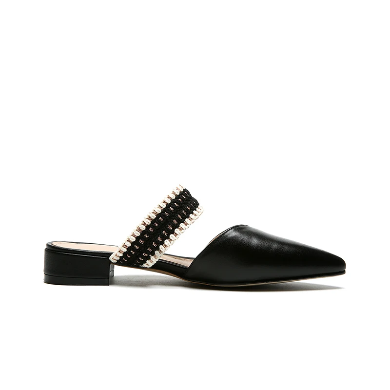 Beige noir Pointu Appartements kaki D'été Chaussures Cuir De Karinluna Dame Style Bout Femmes Classiques Élégant Ins D'âge Mûr Véritable apricot DHIW2E9Y