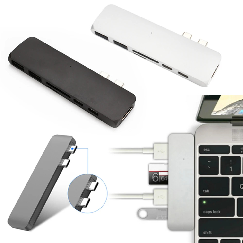 Cewaal сплав 7 в 1 двойной USB C концентратор с 4K HD SD/устройство для считывания tf карт 3