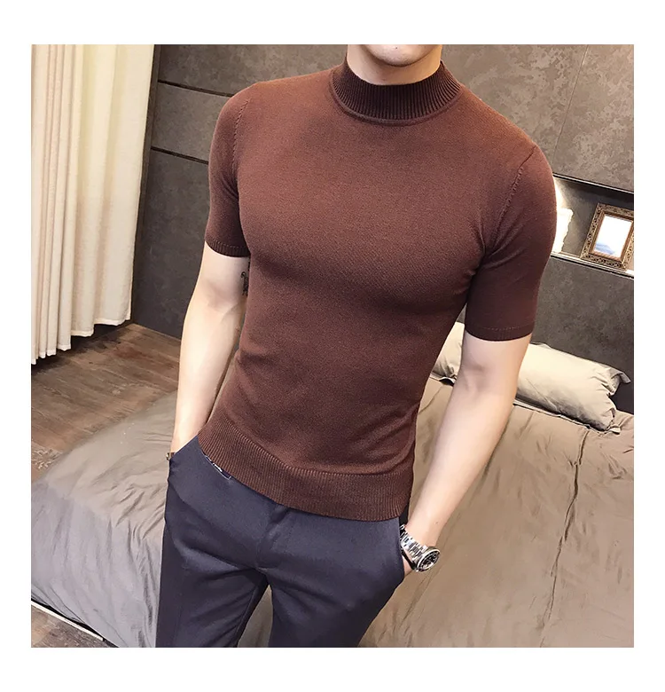 MRMT, брендовый мужской свитер, чистый цвет, короткий рукав, полувысокий ворот, пуловер для мужчин, свитер, топы