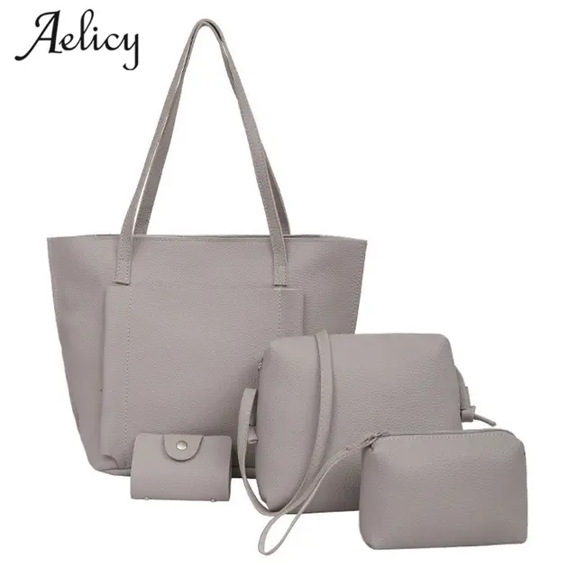 Aelicy Four Set Handbag Shoulder Bags Pieces Tote Bag Crossbody Aelicy Four Set Handbag Shoulder Bags Pieces Tote Bag Crossbody Wallet Female Women Leather