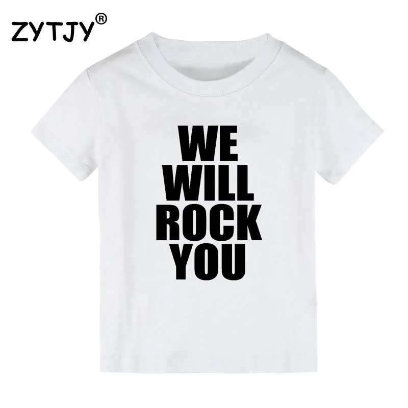 Детская футболка с надписью We Will Rock You для мальчиков и девочек детская одежда