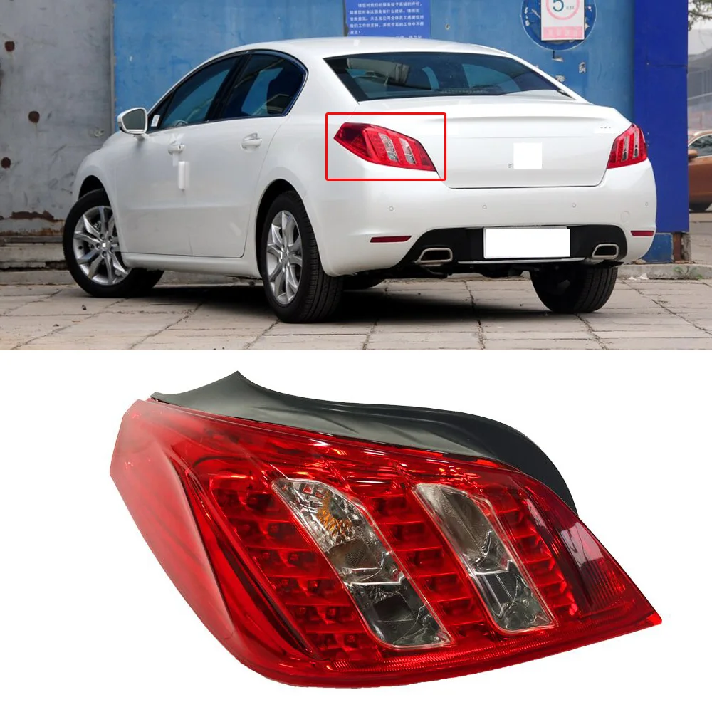 

CAPQX 1pcs For Peugeot 508 Hatchback 2011-2015 Rear Bumper tail light Brake light warning Parking stop lamp Taillight Taillamp