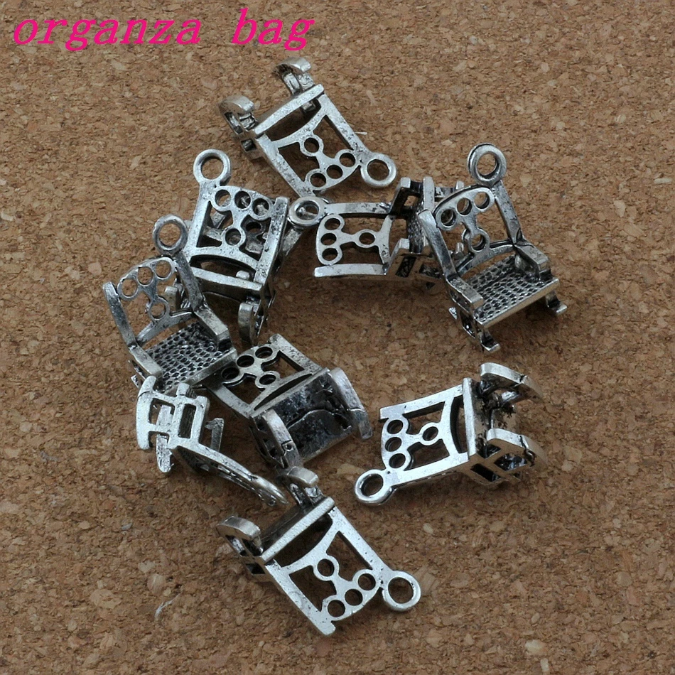 Hot ! 3D chair Charm Pendants 100Pcs/lot Hot sell Antique Silver Jewelry DIY 10x19X8mm A-178