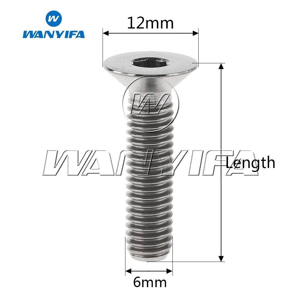 Титановый "Wanyifa" болты M6x 10 15 20 25 30 35, 40 45 мм плоские винты с потайной головкой для велосипеда аксессуары