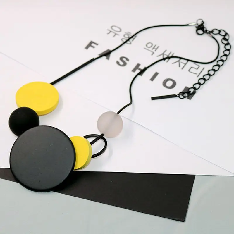 Personality, fashion, wooden geometry, frosted bead, top grade short accessories necklace, female clavicle sweater chain wholes - Image 2