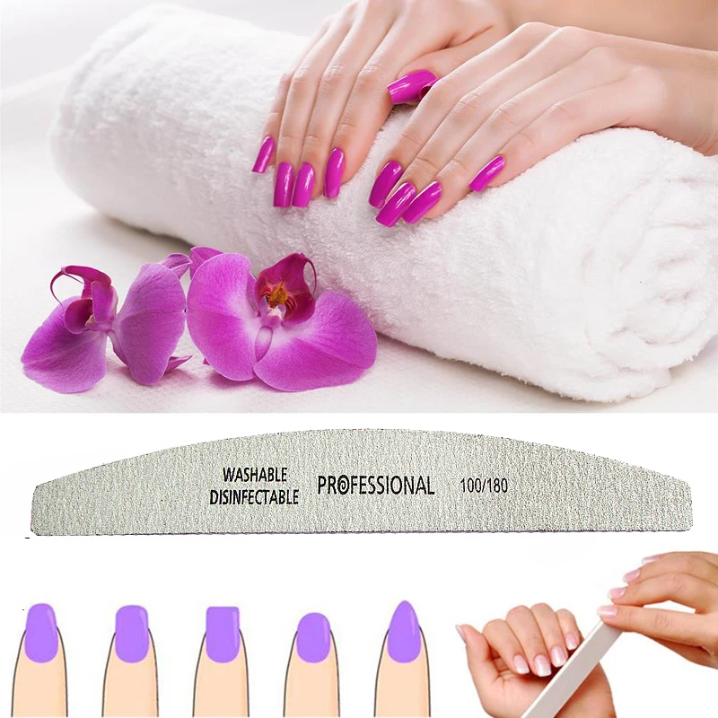 Nail Art File 50PCS Grey 100/180 Buffer Nail Art Sanding Files Salon Manicure UV Gel Tip Pedicure Tool nail art tools