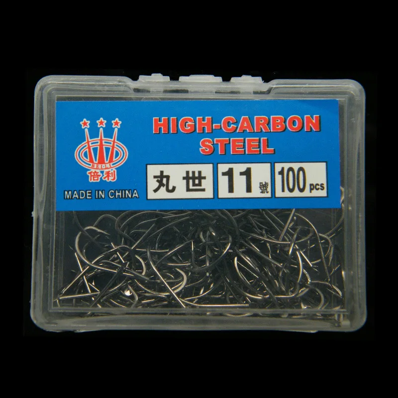 

300pcs/lot High Carbon Steel Black Barbed Crooked Mouth Hook Carp Fishing Hook