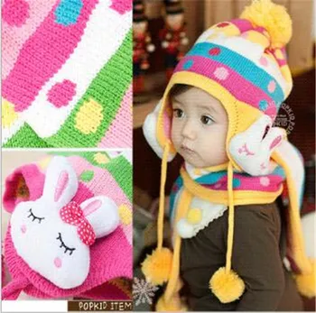 

lovely Cartoon Baby Hat Scarf Kids Knitted Hat Winter Warm Baby Beanie