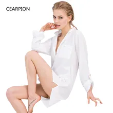 CEARPION, весенне-Летняя женская пижама, хлопок, ночная рубашка с длинным рукавом, одноцветная, сексуальное интимное белье, Размеры s m l xl