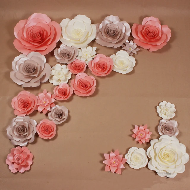 26pcs set giant simulation cardboard paper rose flowers showcase for rose flower with paper