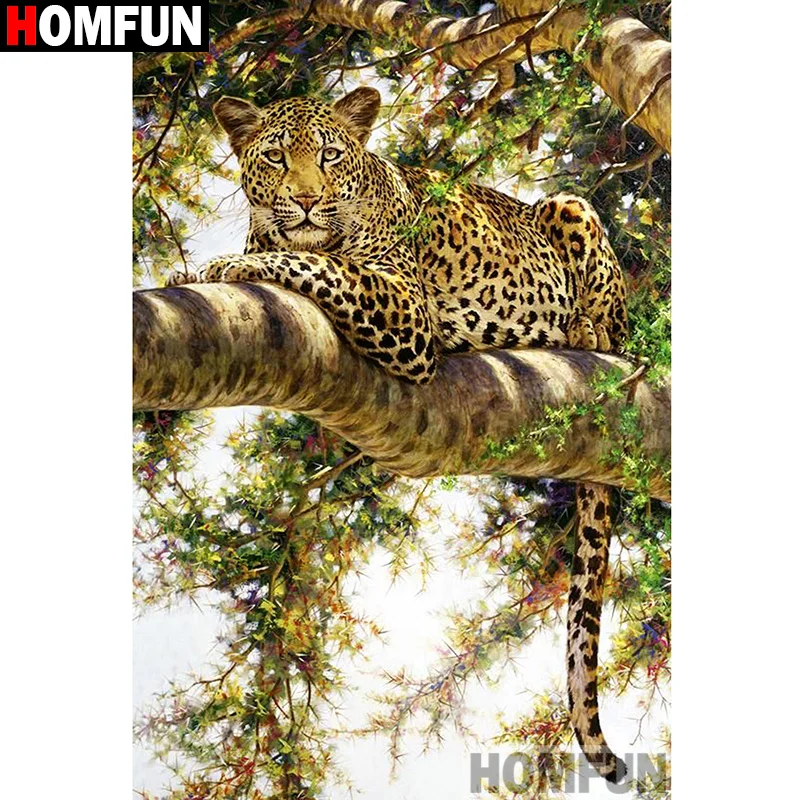 

HOMFUN Full Square/Round Drill 5D DIY Diamond Painting "leopard" Embroidery Cross Stitch 5D Home Decor A07711