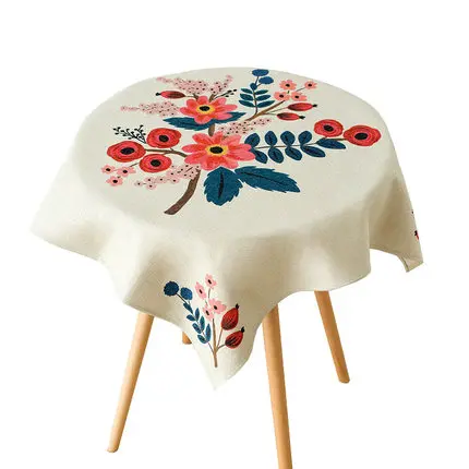

Pastoral linen Cotton Tablecloth Restaurant Creative Round table cloth Tea table Dust Cover TV Bedside cover