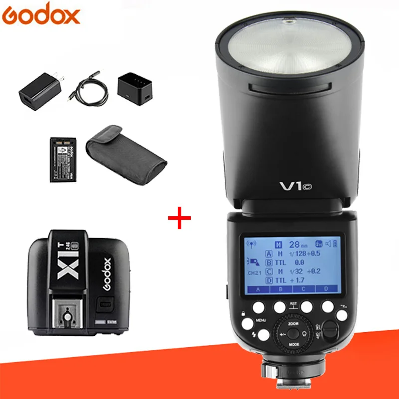 Вспышка Godox V1 V1C V1N V1S TTL 1/8000s HSS литиевая батарея 2600 мАч Speedlite + триггер X1T C/N/S для Canon