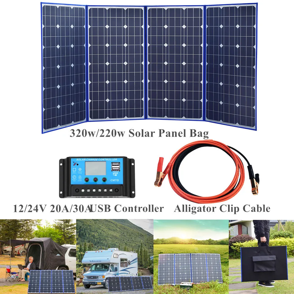 

XINPUGAUNG 300w Solar Panel 320W (80Wx4Pc) 18V China Foldable+12/24V Controller Panels Solar Battery Charge Motorhome RV Car