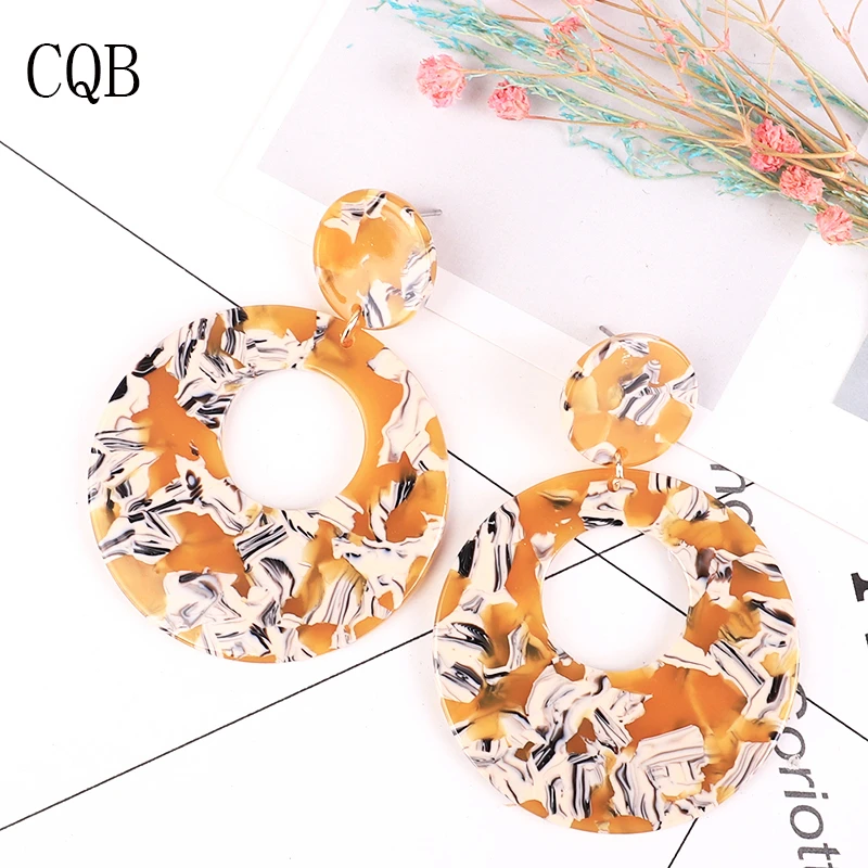 

Acrylic earrings for women Acetate Round pendant Women Big Long Drop Dangle Fashion Jewelry Bohemian Dangle Accessories Boh