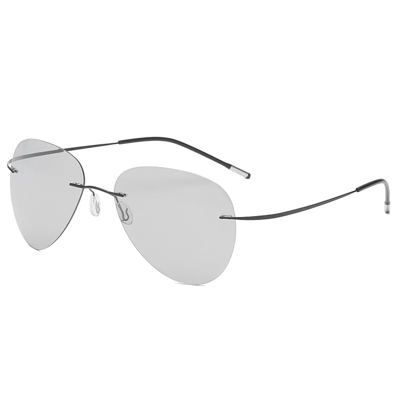 Фотохромные поляризованные солнцезащитные очки-светильник без оправы, титановая рука, хамелеон, обесцвечивание, солнцезащитные очки для мужчин и женщин, авиационная площадь - Цвет линз: B