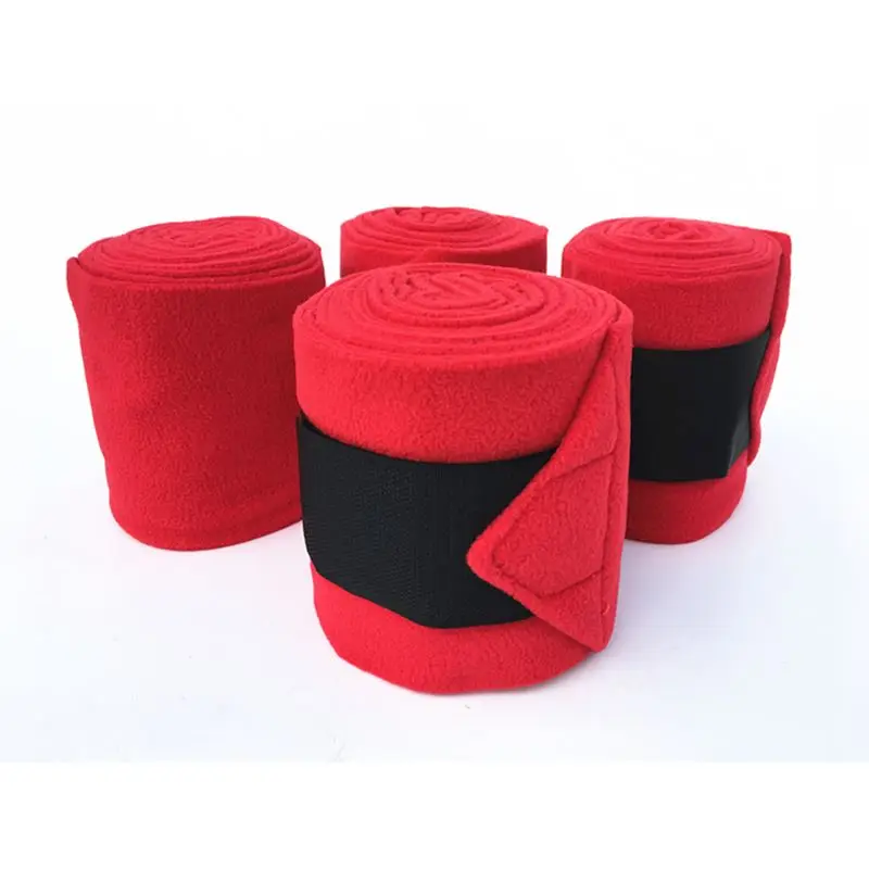 4 Pieces Polar Fleece Horse Bandage Black Soft Equestrain Horse Leg Wraps Bandage