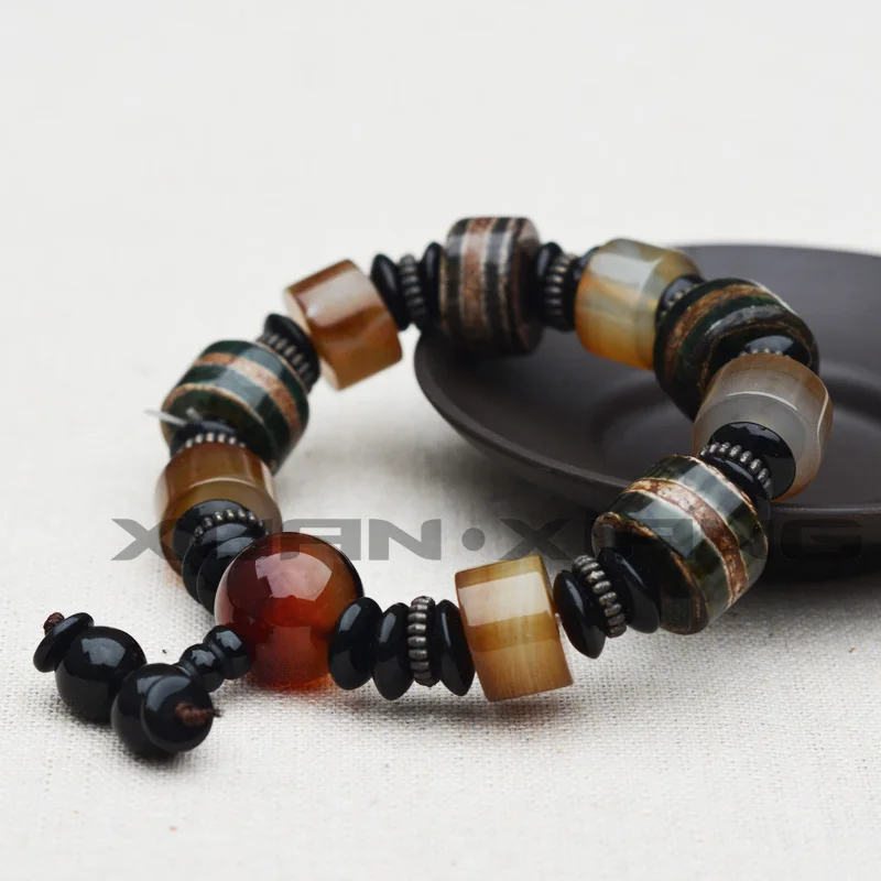 

Drop Shipping Natural Chalcedony Bracelets Nine Eyes Dzi Beads Hand String Bracelet Gift for Men's Fashion Jades Jewelry