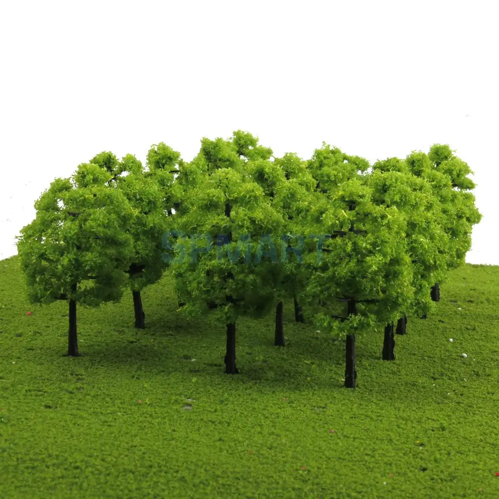 MagiDeal 20Pcs/Pack Plastic 1/100 Scale Model Trees Train Railroad Railway Street Forest Scene Scenery Landscape