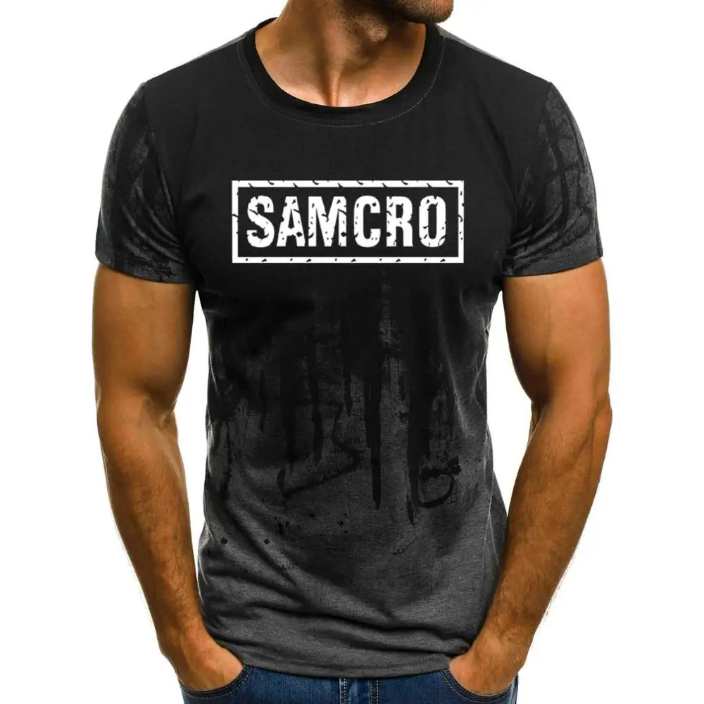 SOA Sons of anarchia/детская модная футболка с принтом «SAMCRO» и градиентом модная мужская футболка с короткими рукавами, хлопковый Повседневный для мужчин, футболки - Цвет: 804