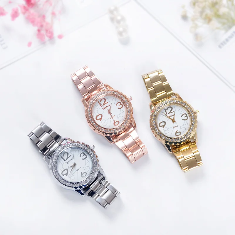 Для женщин часы Нержавеющая сталь со стразами золотые кварцевые часы модные роскошные женские часы марки часы наручные часы Relogio feminino