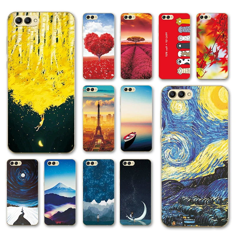 

For Huawei Honor V10 V 10 Case Mermaid Flamingo Painted Soft Various Coque For Huawei Honor View 10 Phone Cases Cover 5.99" Capa
